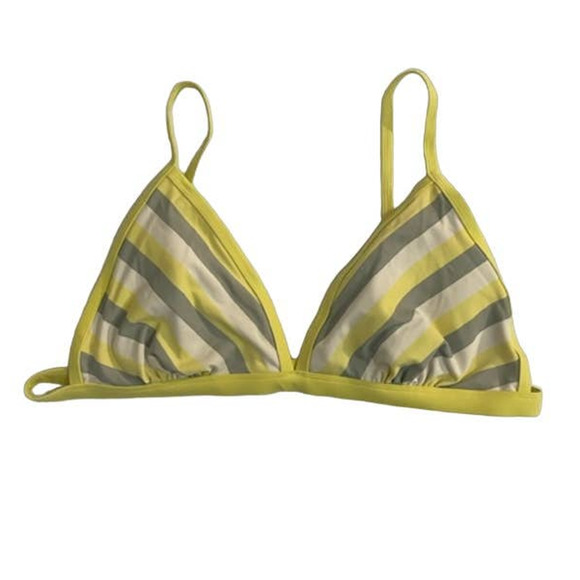 Kona Sol Yellow Gray White Triangle Shape Hook Back Bra Swim Top Size XL - Picture 1 of 3